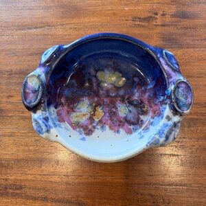 Chamberlain Studio Art Pottery Dish Multicolor Drip Glaze One of a Kind!